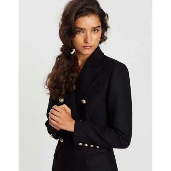Mossman The Signature Blazer Jacket Black Military Classic Double Breast Size 10 - Picture 2 of 11